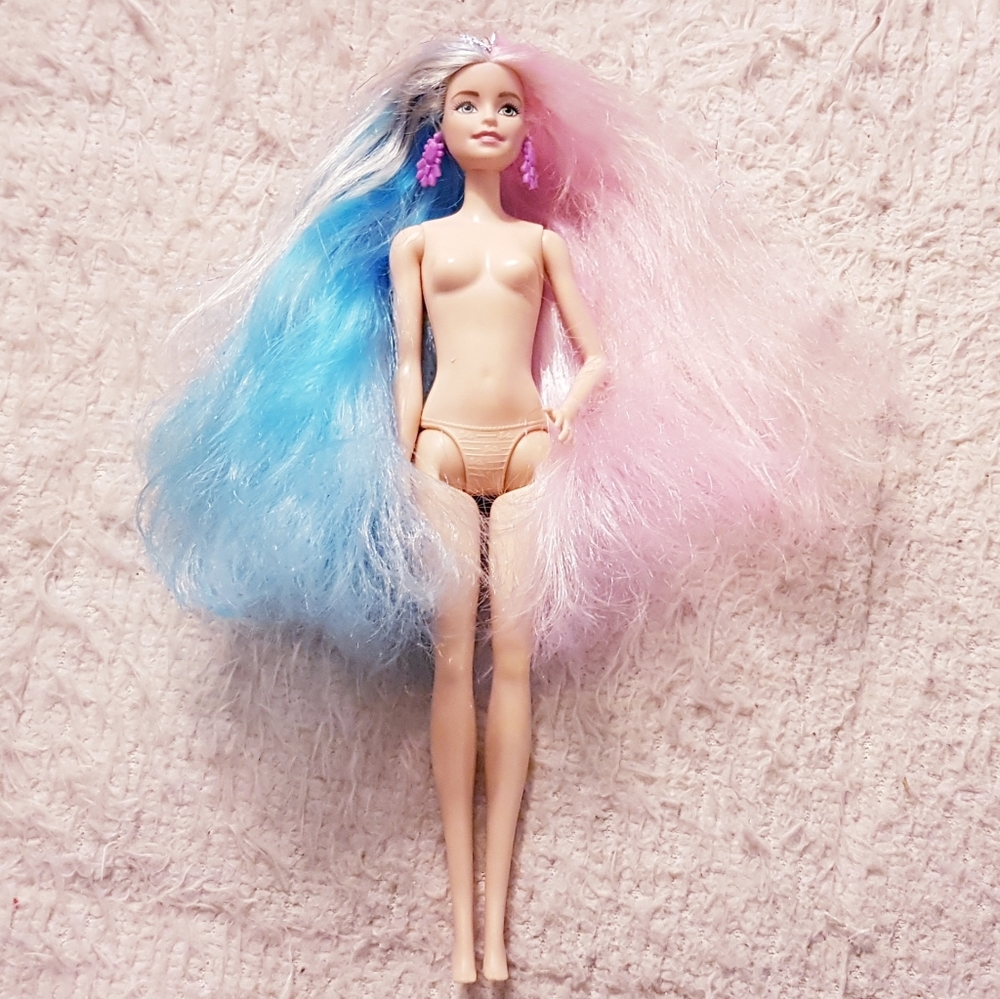 2016 Barbie Fantasy Hair Doll Blue Pink Tinsel Millie Face Mattel
